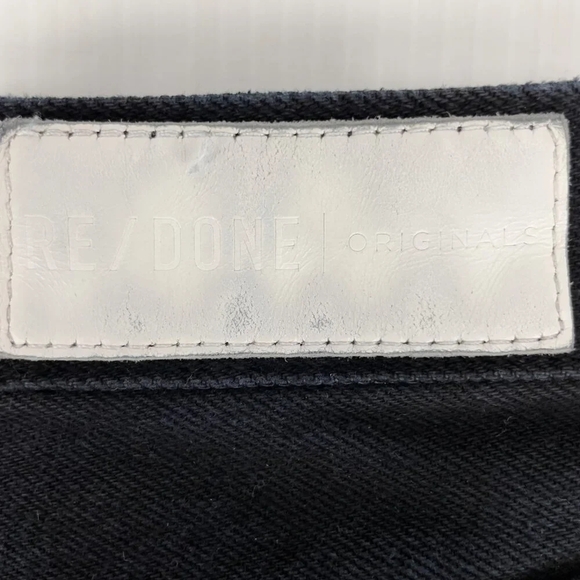 RE/DONE Stove Pipe Cropped High-Rise Button Fly Raw Hem Black Jeans s24 - Picture 10 of 13